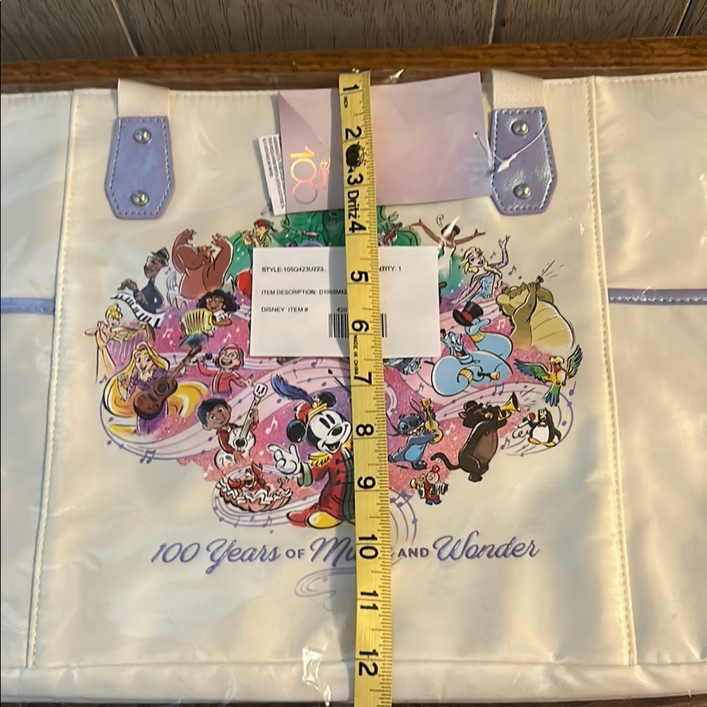 Disney 100 Years of Music and Wonder Tote Bag - Purple and White NWT